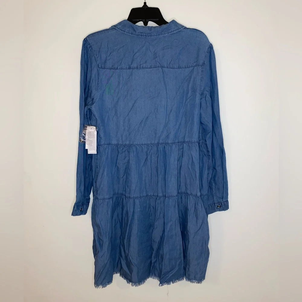 Maternity tencel blue long sleeve dress new with tags size small - Picture 2 of 9